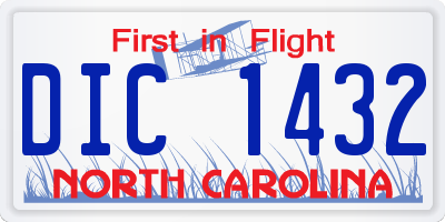 NC license plate DIC1432