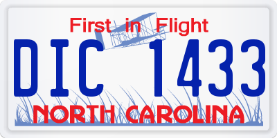 NC license plate DIC1433