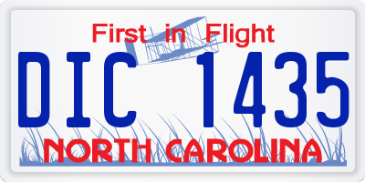 NC license plate DIC1435