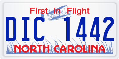 NC license plate DIC1442
