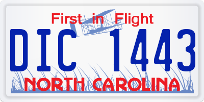 NC license plate DIC1443