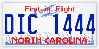 NC license plate DIC1444