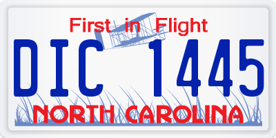 NC license plate DIC1445