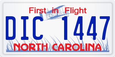 NC license plate DIC1447