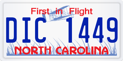 NC license plate DIC1449