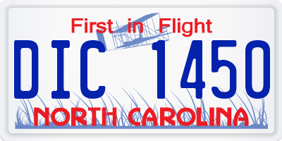 NC license plate DIC1450