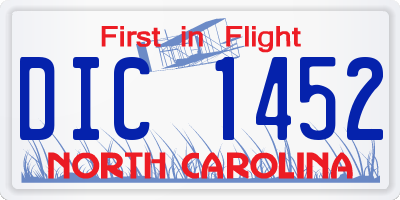 NC license plate DIC1452