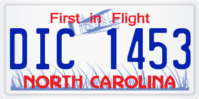 NC license plate DIC1453
