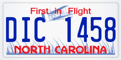 NC license plate DIC1458