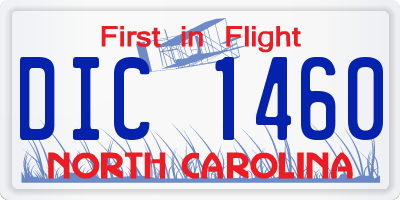 NC license plate DIC1460
