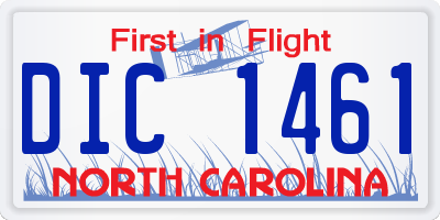 NC license plate DIC1461