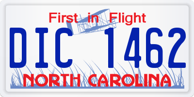 NC license plate DIC1462