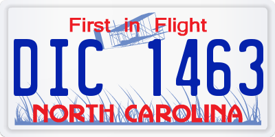 NC license plate DIC1463