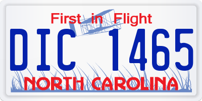NC license plate DIC1465