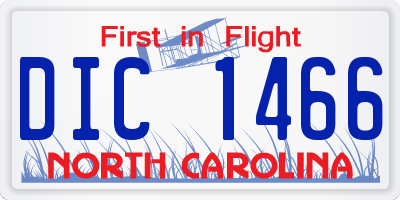 NC license plate DIC1466