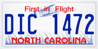 NC license plate DIC1472