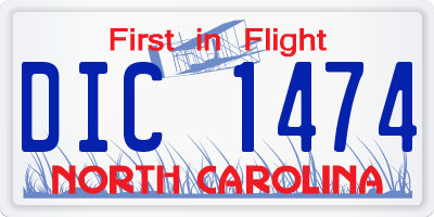 NC license plate DIC1474