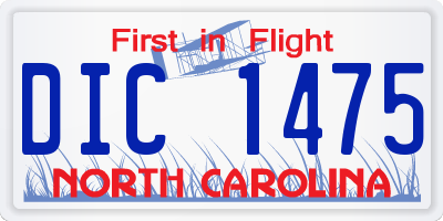 NC license plate DIC1475