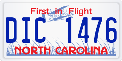 NC license plate DIC1476