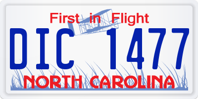 NC license plate DIC1477