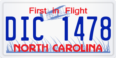 NC license plate DIC1478