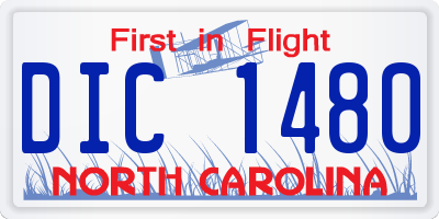 NC license plate DIC1480