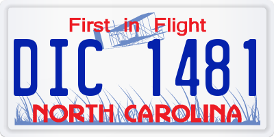 NC license plate DIC1481