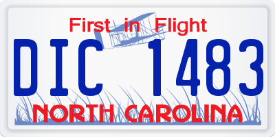 NC license plate DIC1483