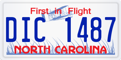 NC license plate DIC1487