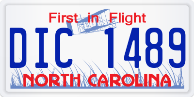 NC license plate DIC1489