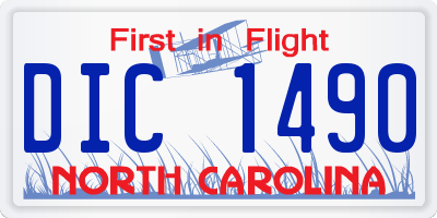 NC license plate DIC1490
