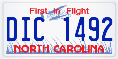NC license plate DIC1492