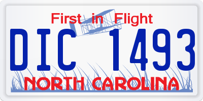 NC license plate DIC1493