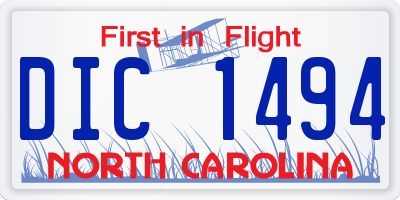 NC license plate DIC1494