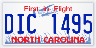 NC license plate DIC1495