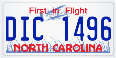 NC license plate DIC1496