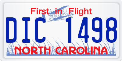 NC license plate DIC1498