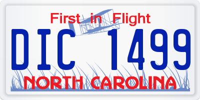 NC license plate DIC1499