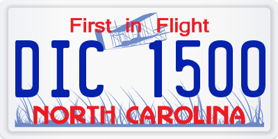 NC license plate DIC1500