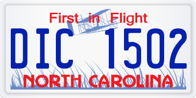 NC license plate DIC1502