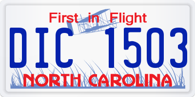 NC license plate DIC1503