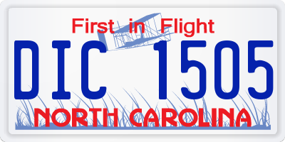 NC license plate DIC1505
