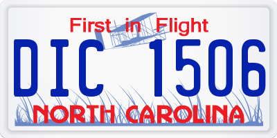 NC license plate DIC1506