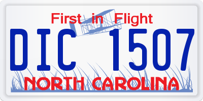 NC license plate DIC1507