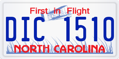 NC license plate DIC1510