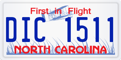 NC license plate DIC1511