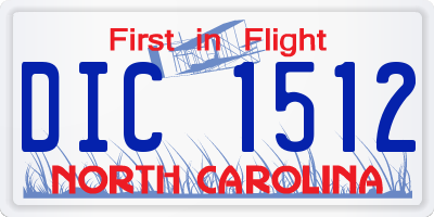 NC license plate DIC1512