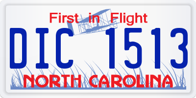 NC license plate DIC1513