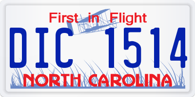 NC license plate DIC1514
