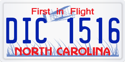NC license plate DIC1516